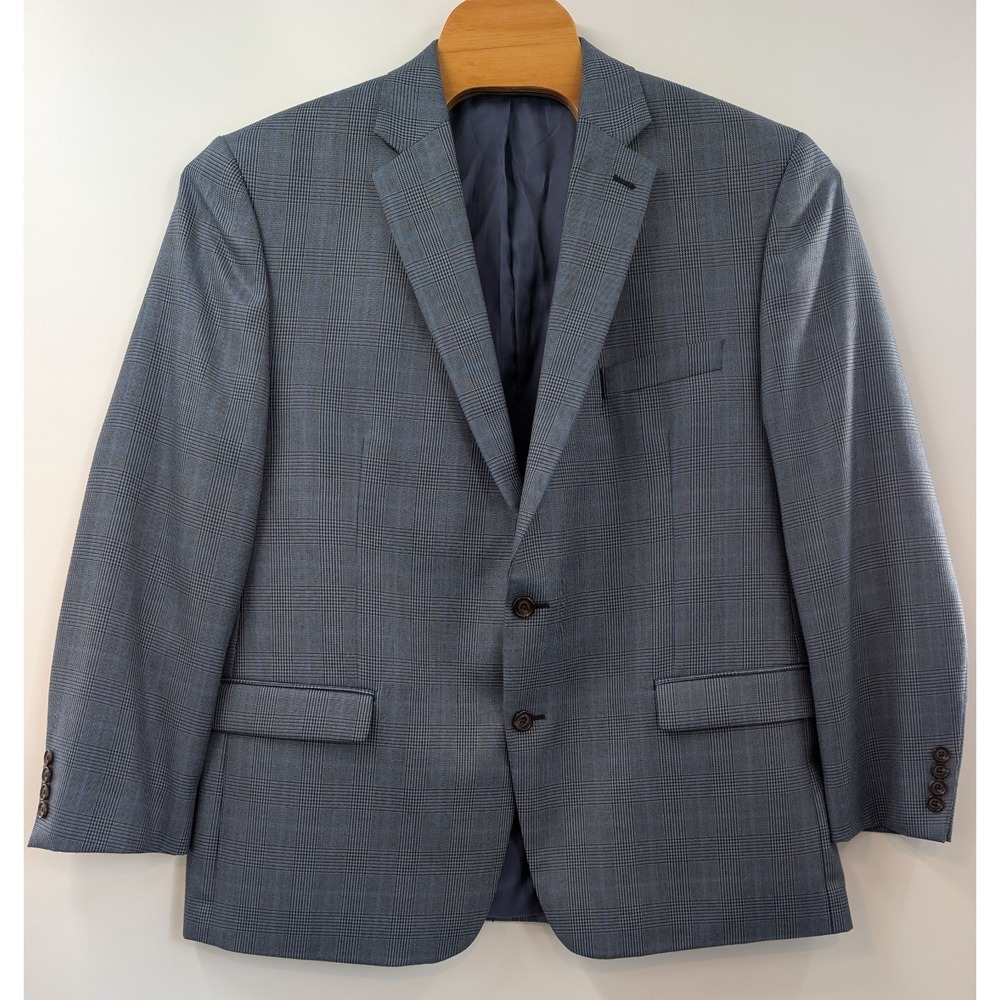 Ralph Lauren Sport Coat Blazer‎ Jacket Men's Size 46R Blue Plaid 2 Button